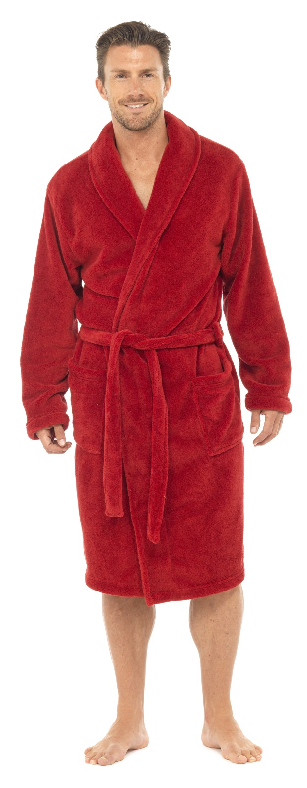 Mens Luxury Dressing Gowns Fleece Bath Robes House Coat Robe + Belt